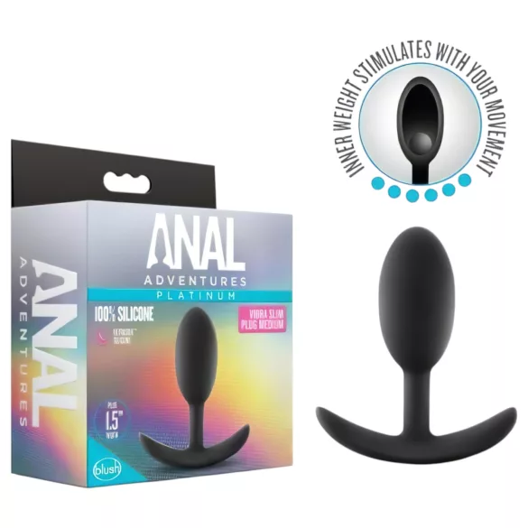Anal Adventures Platinum - analni čep - srednji - črn
