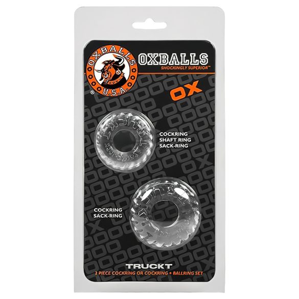 OXBALLS - rebrasti set obročkov za penis (prozoren)