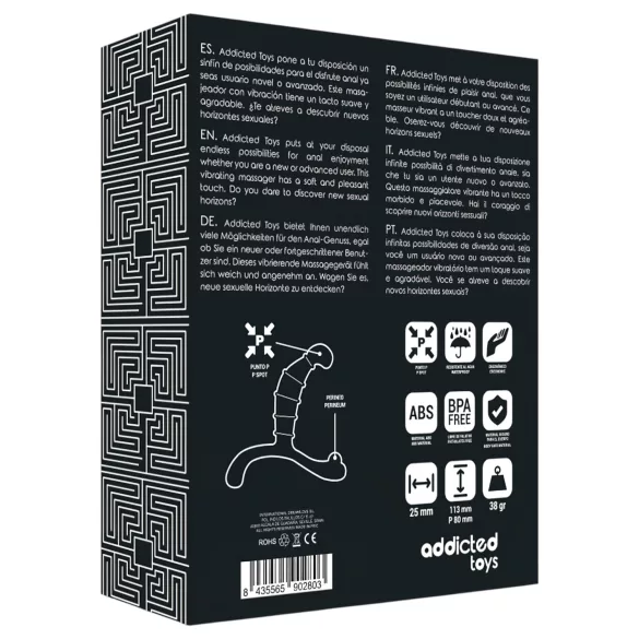Addicted Toys - masažer prostate in presredka (črn) - 11,3 cm