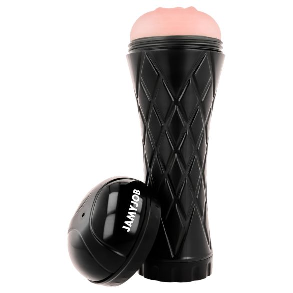 JamyJob - realistična umetna vagina v ohišju - črna/naravna