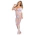 Subblime 951818 - mrežasti bodystocking z rožastim vzorcem - bel - S-L