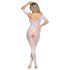 Subblime 951818 - mrežasti bodystocking z rožastim vzorcem - bel - S-L