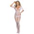 Subblime 951818 - mrežasti bodystocking z rožastim vzorcem - bel - S-L