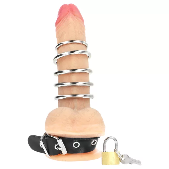 Kink - erekcijski obroč s kovinskimi obročki - črna