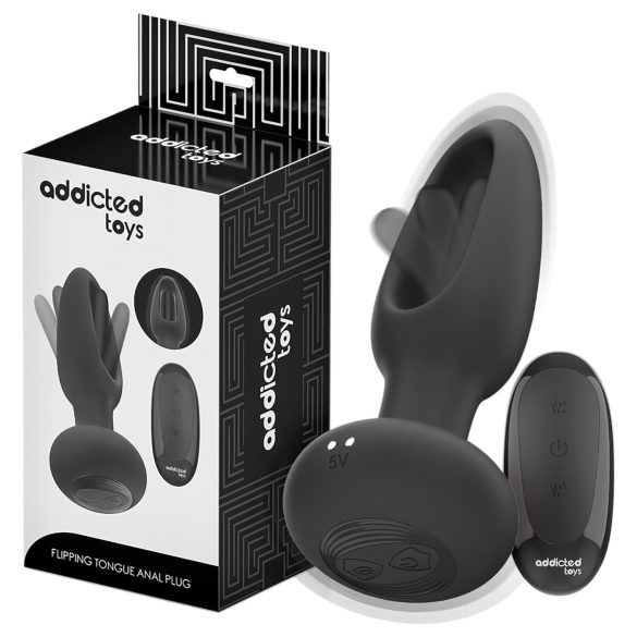 Addicted Toys - analni vibrator z gibljivim jezičkom - črna