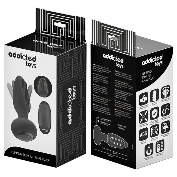 Addicted Toys - analni vibrator z gibljivim jezičkom - črna