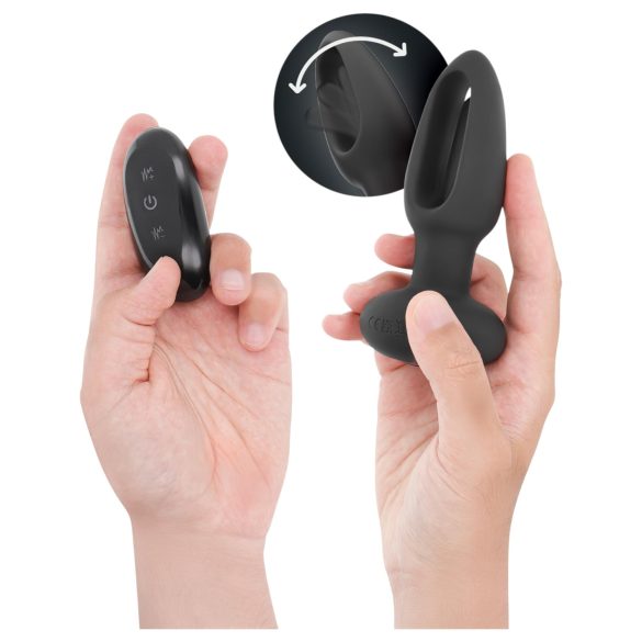 Addicted Toys - analni vibrator z gibljivim jezičkom - črna