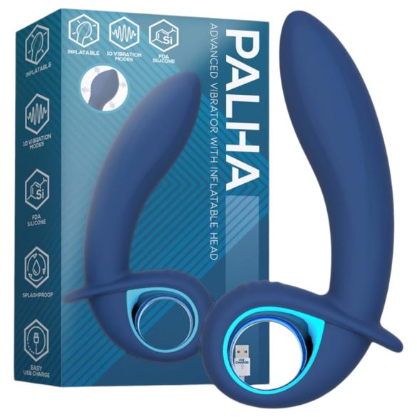 INTOYOU Palha - polnilni, napihljiv vibrator (moder)