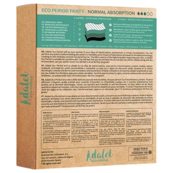 Adalet Ocean Normal - menstrualne hlačke - črna