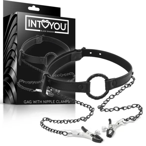 INTOYOU - gag z nastavki za bradavičke - črna