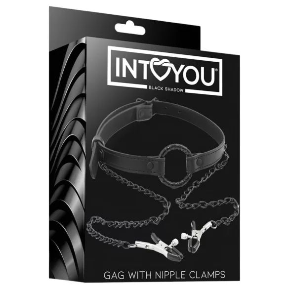 INTOYOU - gag z nastavki za bradavičke - črna