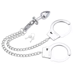 LateToBed - BDSM lisice z analnim čepom - srebrna