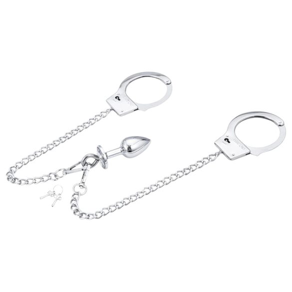 LateToBed - BDSM lisice z analnim čepom - srebrna