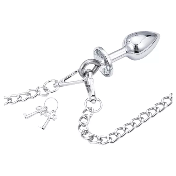 LateToBed - BDSM lisice z analnim čepom - srebrna