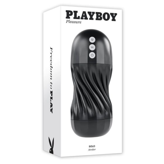 Playboy Solo Stroker - vibracijski masturbator s sesanjem za polnjenje (črn)
