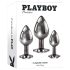 Playboy - analni čep set - 3 deli - srebrna