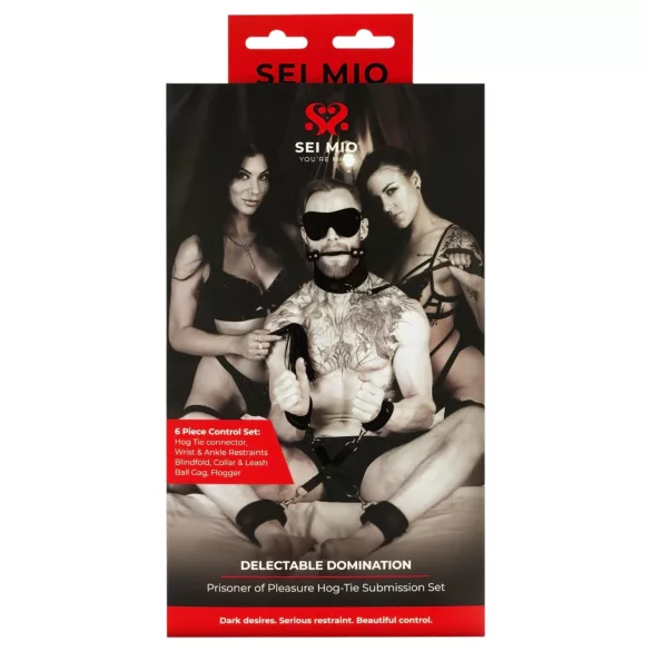Sei Mio - bondage set - črna - 6-delni komplet