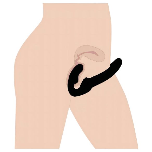 Strap U Revolver - črn dildo brez pasu za uporabo s pasom