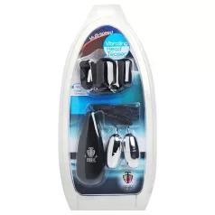   XR Brands - Trinity - kapica z dvema jajčkoma za vibriranje glavice penisa (črno-srebrna)