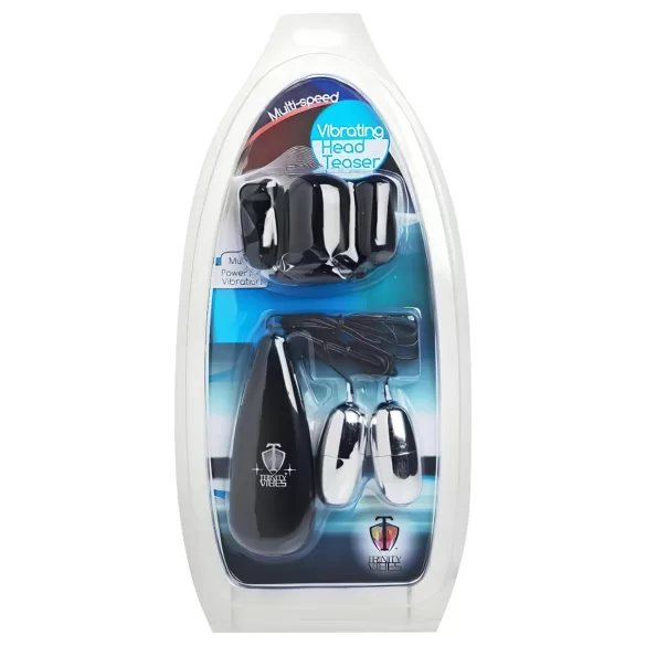 Trinity - vibrator za penis z dvema obročkoma - črna/srebrna