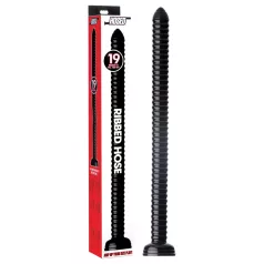 HOSED - analni dildo s priseskom - rebrast, črn, 19 cm