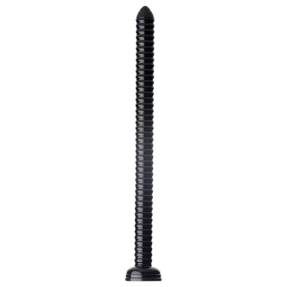 HOSED - analni dildo s priseskom - rebrast, črn, 19 cm