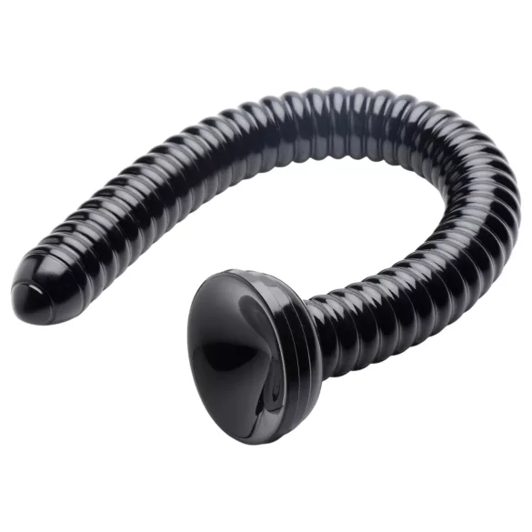 HOSED - analni dildo s priseskom - rebrast, črn, 19 cm