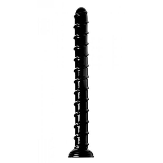 Hosed Swirl Anal Snake 18 - ukrivljen analni dildo z objemko (črn)