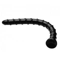   Hosed Swirl Anal Snake 18 - ukrivljen analni dildo z objemko (črn)