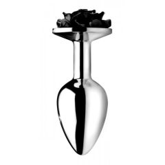   Booty Sparks Black Rose - 79g aluminijasti analni dildo (srebrno-črno)