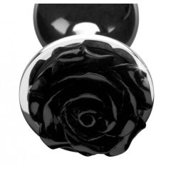   Booty Sparks Black Rose - 79g aluminijasti analni dildo (srebrno-črno)
