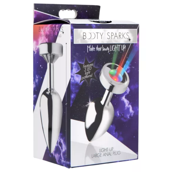 Booty Sparks - analni čep s svetlobnim učinkom - velik - srebrn