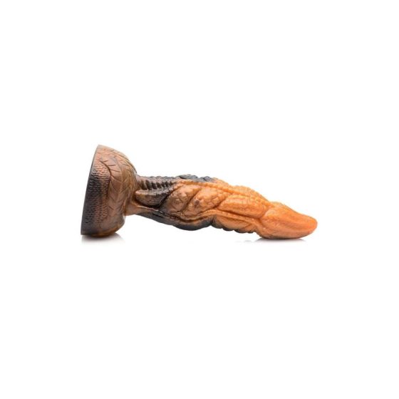 Creature Cocks Ravager - teksturiran silikonski dildo - 20 cm (oranžna)