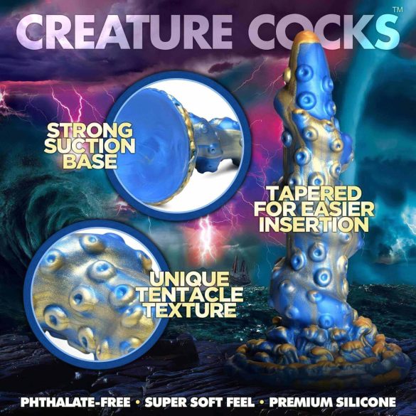Creature Cocks Kraken - dildo spiralni hobotnični krak - 21cm zlato-modra