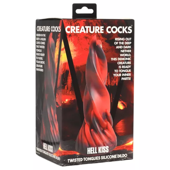 Creature Cocks Hell Kiss - zavit silikonski dildo - 19 cm (rdeč)