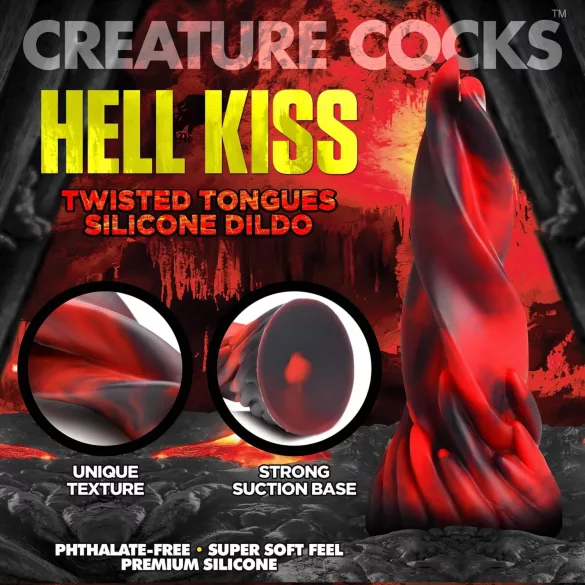 Creature Cocks Hell Kiss - zavit silikonski dildo - 19 cm (rdeč)