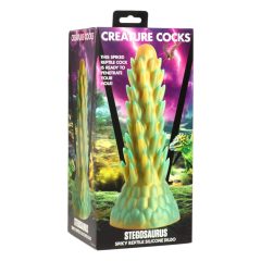   Creature Cocks Stegosaurus - silikonski dildo z bodicami - 20 cm (zelen)