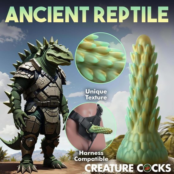Creature Cocks - dinozavrski dildo - silikonski - 20 cm - zelen