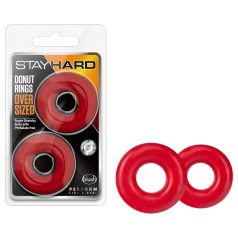 Stay Hard Donuts - komplet erekcijskih obročkov - rdeča
