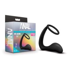   Anal Adventures Platinum - analni dildo z obročkom za penis (črn)