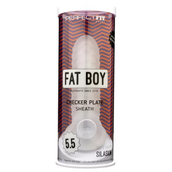 Perfect Fit - Fat Boy Checker Box - kondom za penis (15 cm, bel)