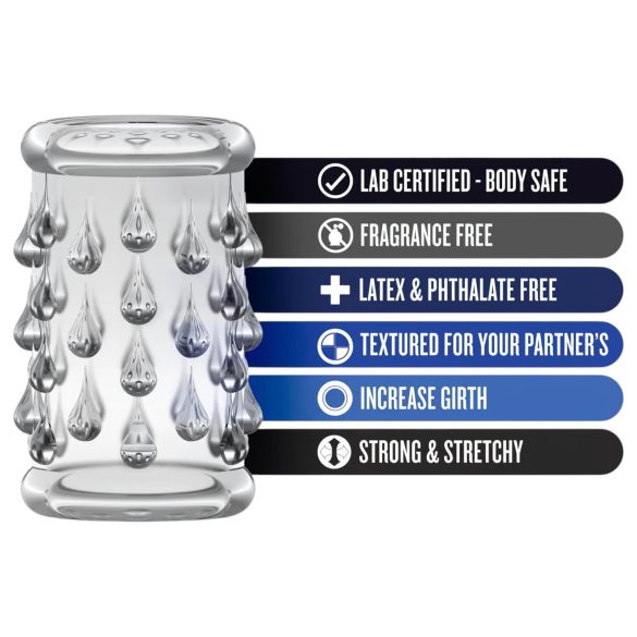 Stay Hard - penisna manšeta z izboklinami - prozorna