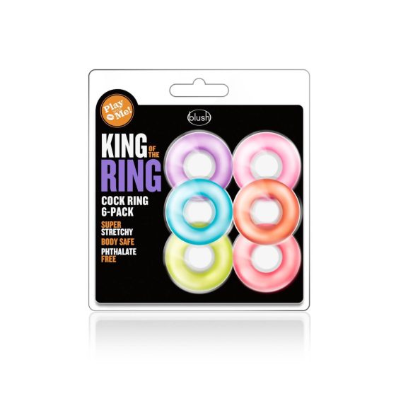 King of the Ring - komplet prstanov za penis - barvni (6 kosov)