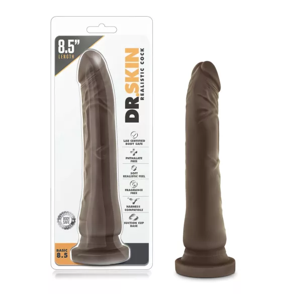 Dr. Skin 8,5 - realistični dildo z priseskom (rjav, 20,5 cm)