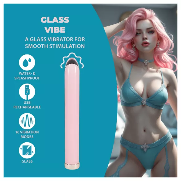 Loveline - raven stekleni vibrator (rožnat)