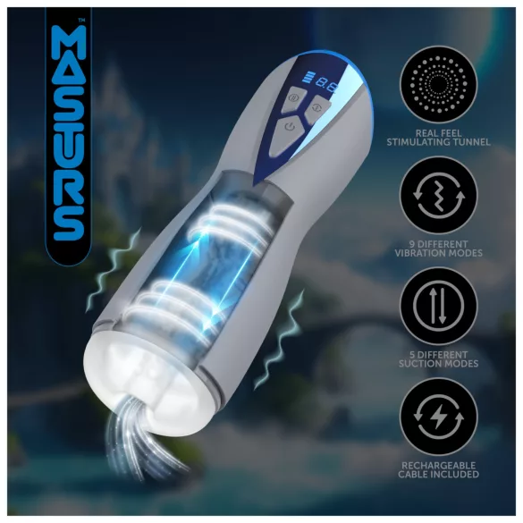 Masturs Eloa - moški masturbator z vakuumom in vibracijami - sivi