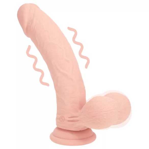 RealRock - dvakrat gosto realističen vibrator (barva kože) - 18 cm