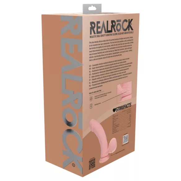 RealRock - realistični vibrator z dvojno gostoto (barva kože) - 20 cm
