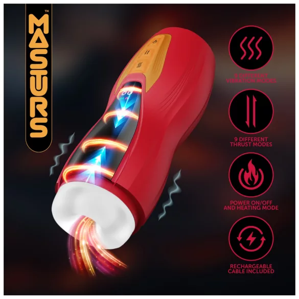 Masturs Solara - moški masturbator - segrevanje, premik gor-dol - rdeč