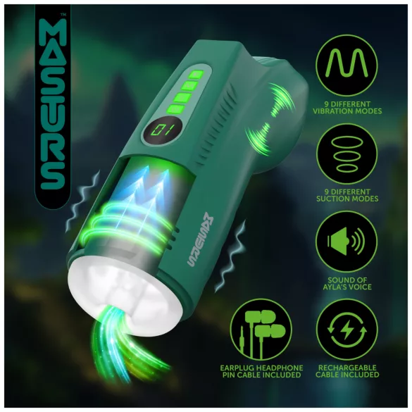 Masturs Ayla - masturbator s sesanjem in vibracijo - glasovna funkcija - zelen